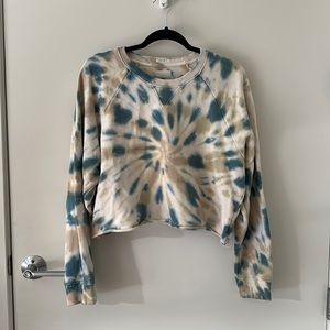 MOTHER Denim Tie Dye Sweatshirt in Blue Multi-Color